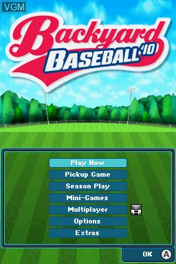 Menu screen of the game Backyard Baseball '10 on Nintendo DS