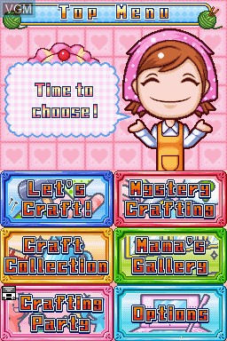 Menu screen of the game Crafting Mama on Nintendo DS