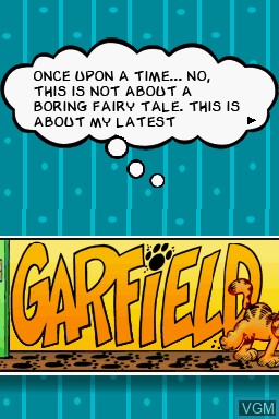 Menu screen of the game Garfield's Nightmare on Nintendo DS