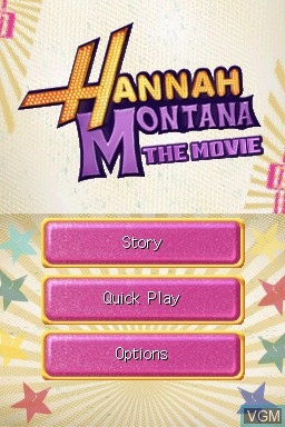 Menu screen of the game Hannah Montana - The Movie on Nintendo DS