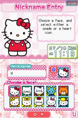 Menu screen of the game Hello Kitty Daily on Nintendo DS