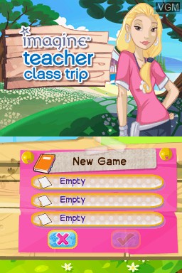 Menu screen of the game Imagine - Teacher Class Trip on Nintendo DS