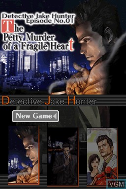 Menu screen of the game Jake Hunter - Detective Chronicles on Nintendo DS