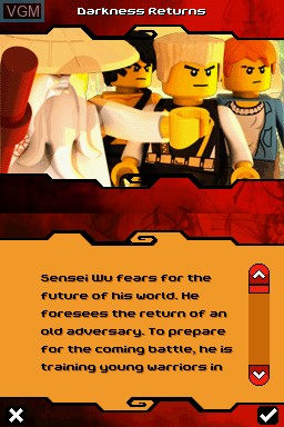 Menu screen of the game LEGO Ninjago - The Videogame on Nintendo DS