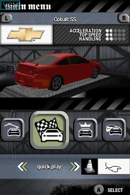 Menu screen of the game Need for Speed - Most Wanted on Nintendo DS