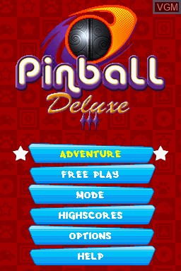 Menu screen of the game Pinball Deluxe on Nintendo DS