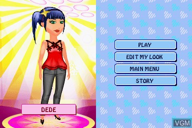 Menu screen of the game Real Stories - Passion 4 Fashion on Nintendo DS