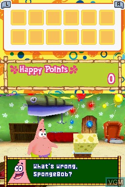 Menu screen of the game SpongeBob's Truth or Square on Nintendo DS