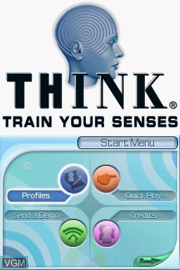 Menu screen of the game Think - Train Your Senses on Nintendo DS