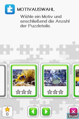 Menu screen of the game Underwater Puzzle - Echter Puzzlespass fuer Unterwegs on Nintendo DS