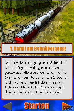 Menu screen of the game Willi Wills Wissen - Notruf - Retter im Einsatz on Nintendo DS