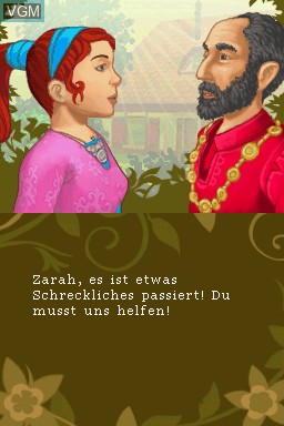 Menu screen of the game Zarah - Das Schloss des Gwoor on Nintendo DS