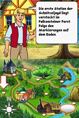 Menu screen of the game Bibi & Tina - Die Grosse Schnitzeljagd on Nintendo DS