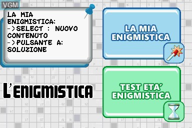 Menu screen of the game Enigmistica, L' on Nintendo DS