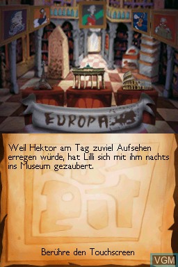 Menu screen of the game Hexe Lilli Entdeckt Europa on Nintendo DS