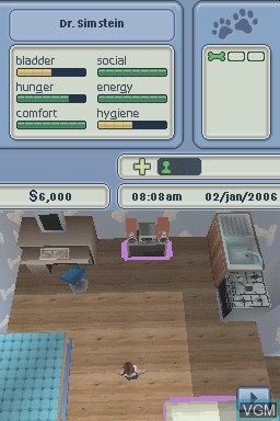 In-game screen of the game Sims 2, The - Pets on Nintendo DS
