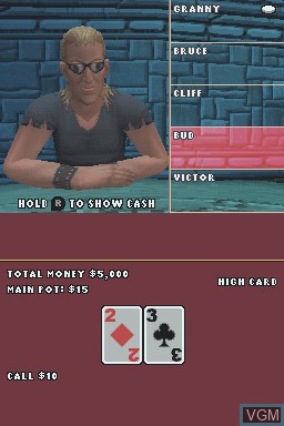 In-game screen of the game World Championship Poker - Deluxe Series on Nintendo DS