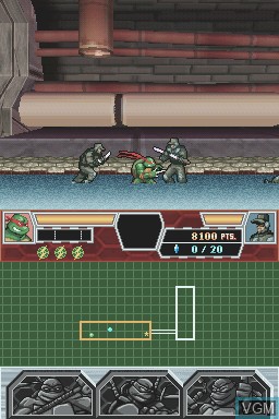In-game screen of the game Teenage Mutant Ninja Turtles 3 - Mutant Nightmare on Nintendo DS