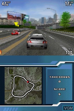 In-game screen of the game Burnout Legends on Nintendo DS