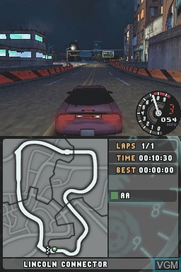 In-game screen of the game Need for Speed Underground 2 on Nintendo DS
