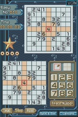 In-game screen of the game Sudoku Gridmaster on Nintendo DS