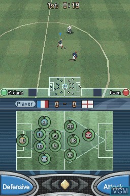 In-game screen of the game Pro Evolution Soccer 6 on Nintendo DS