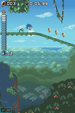 In-game screen of the game Sonic Rush on Nintendo DS