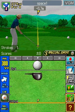 In-game screen of the game Nintendo Touch Golf Birdie Challenge on Nintendo DS