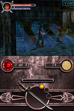 In-game screen of the game Pirates of the Caribbean - Dead Man's Chest on Nintendo DS