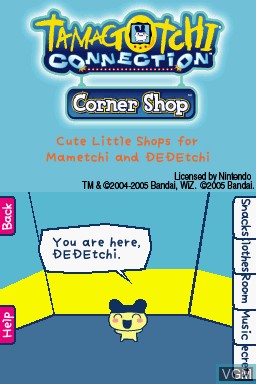 In-game screen of the game Tamagotchi Connection - Corner Shop on Nintendo DS
