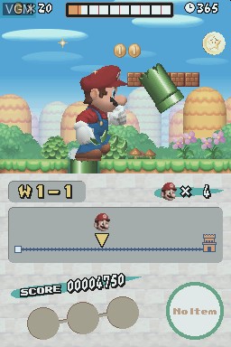 In-game screen of the game New Super Mario Bros. on Nintendo DS