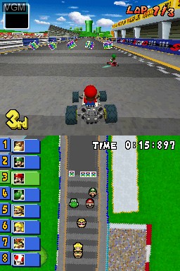 In-game screen of the game Mario Kart DS on Nintendo DS