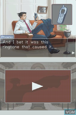 In-game screen of the game Phoenix Wright - Ace Attorney - Justice for All on Nintendo DS