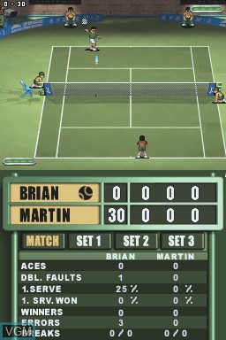 In-game screen of the game Power Play Tennis on Nintendo DS
