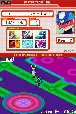In-game screen of the game Ryuusei no RockMan - Leo on Nintendo DS