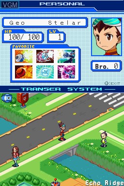 In-game screen of the game Ryuusei no RockMan - Pegasus on Nintendo DS