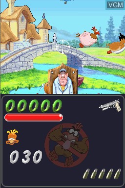 In-game screen of the game Chicken Shoot on Nintendo DS