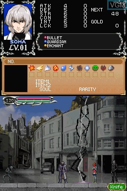 In-game screen of the game Akumajou Dracula - Sougetsu no Juujika on Nintendo DS