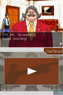 In-game screen of the game Gyakuten Saiban 3 on Nintendo DS