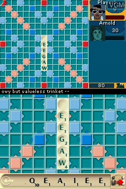 In-game screen of the game Scrabble 2007 Edition on Nintendo DS
