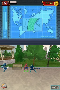 In-game screen of the game Spider-Man - Allié ou Ennemi on Nintendo DS