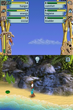 In-game screen of the game Sims 2, The - Castaway on Nintendo DS