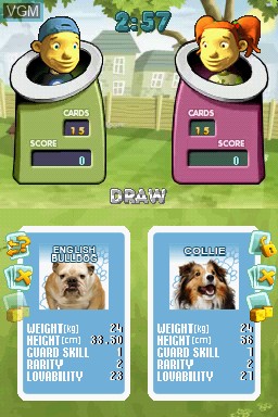 In-game screen of the game Top Trumps - Dogs & Dinosaurs on Nintendo DS