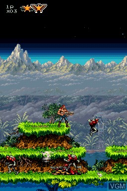 In-game screen of the game Contra 4 on Nintendo DS