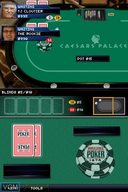 In-game screen of the game World Series of Poker 2008 - Battle for the Bracelets on Nintendo DS