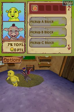 In-game screen of the game Shrek - Ogres and Dronkeys on Nintendo DS