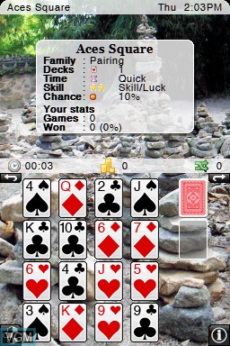 In-game screen of the game Solitaire Overload on Nintendo DS
