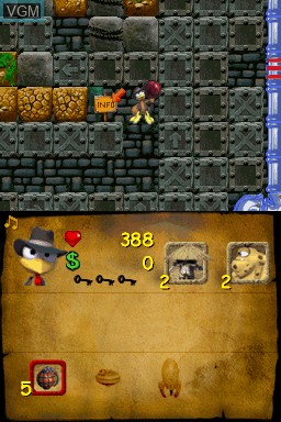 In-game screen of the game Moorhuhn - Jewel of Darkness on Nintendo DS