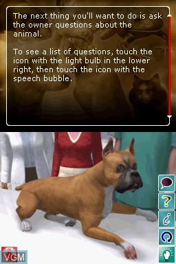 In-game screen of the game Pet Pals - Animal Doctor on Nintendo DS