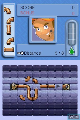 In-game screen of the game Pipe Mania on Nintendo DS